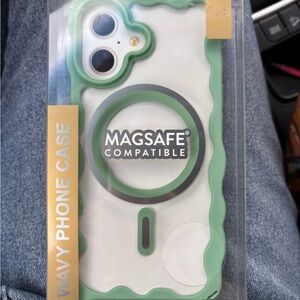Green MagSafe Compatible Phone Case with Whimsical Design